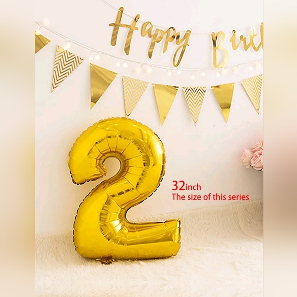 1 Piece Gold 32 inch Balloon Number 2